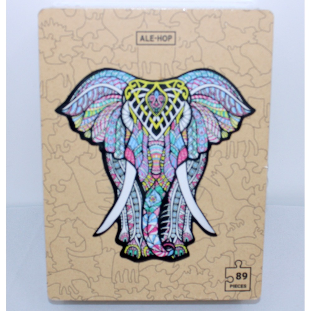 ALE-HOP Elephant Wooden Puzzle 89 Pieces Decorative Frame New